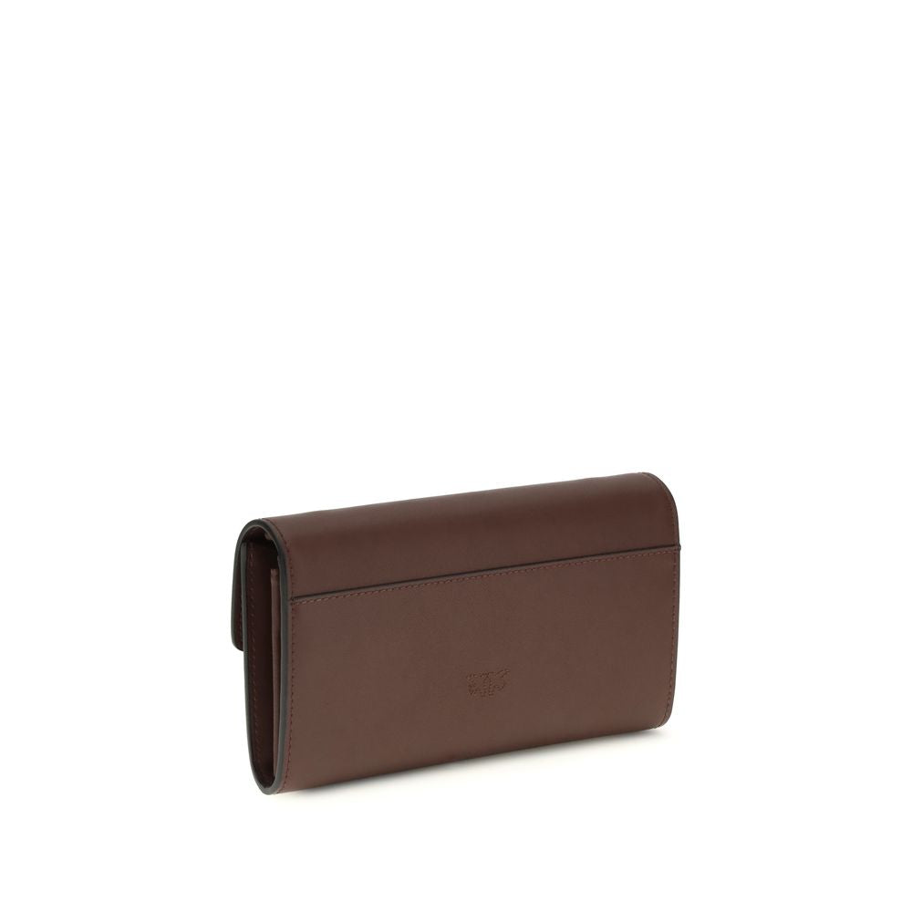 Portafoglio Pinko Love One Wallet a Tracolla in Pelle Marrone