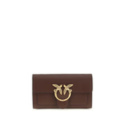 Portafoglio Pinko Love One Wallet a Tracolla in Pelle Marrone