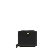 Portafoglio Pinko Zip-Around in Pelle di Vitello Nera Love Birds