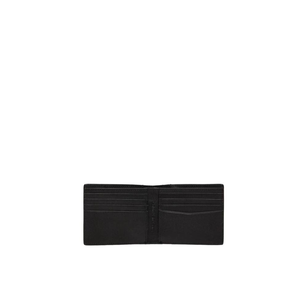 Portafoglio Uomo Calvin Klein Jeans Bifold in Pelle Nera, Logo Embossed AOP