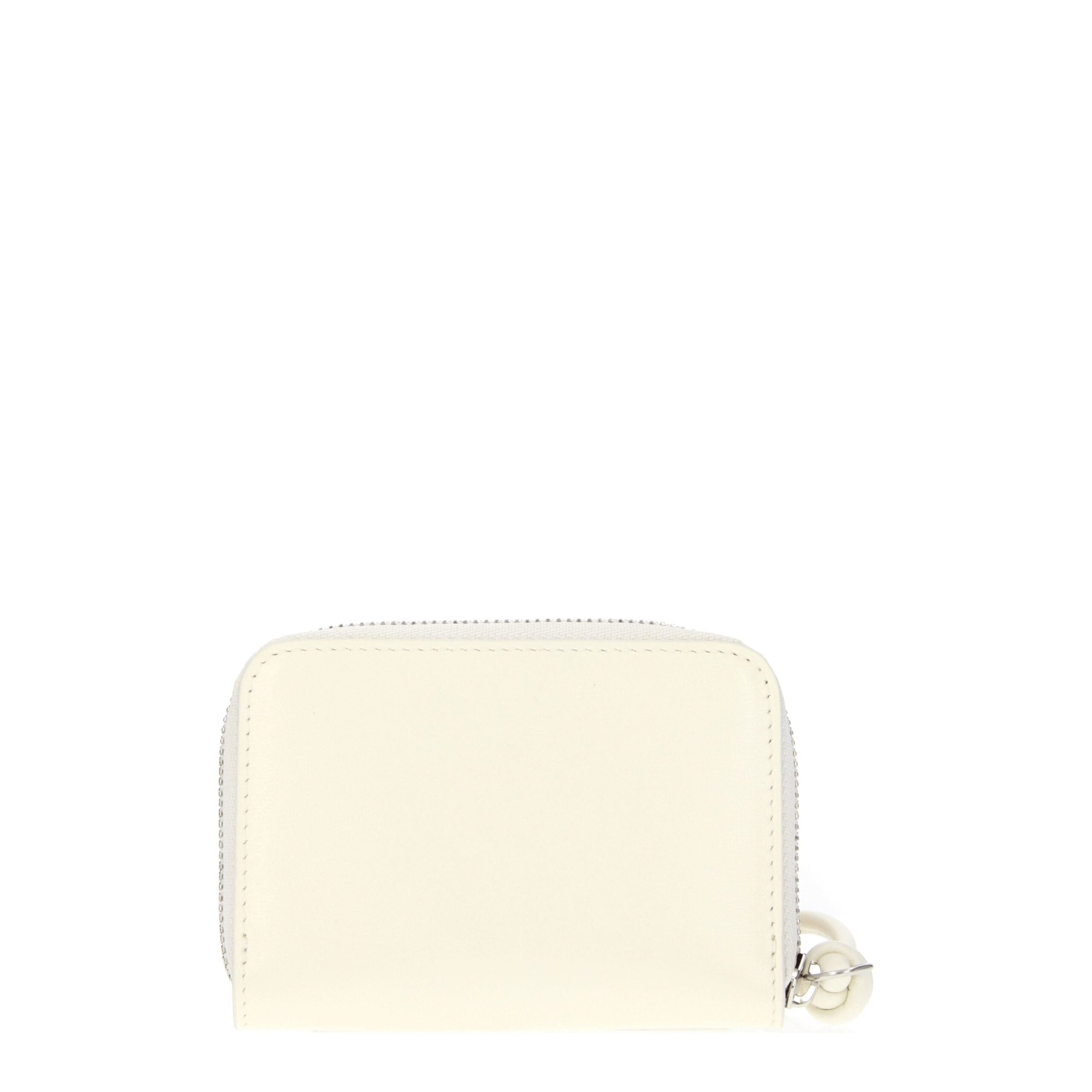 Portamonete Jil Sander in Vera Pelle Beige Logo Frontale