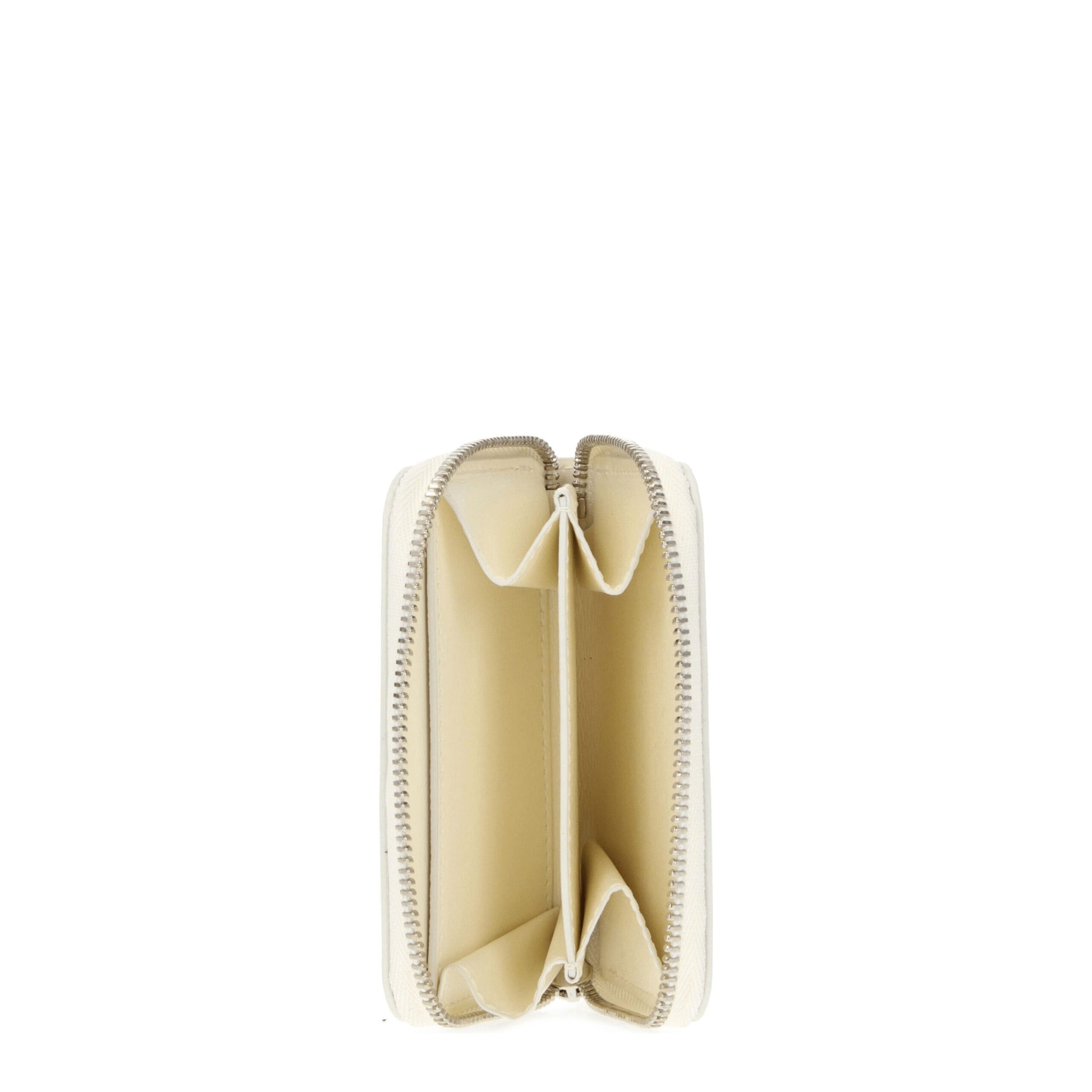 Portamonete Jil Sander in Vera Pelle Beige Logo Frontale