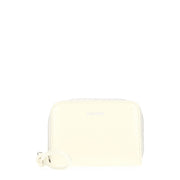 Portamonete Jil Sander in Vera Pelle Beige Logo Frontale