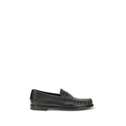 Prada Black Calf Leather Bos Taurus Slip-On Loafers