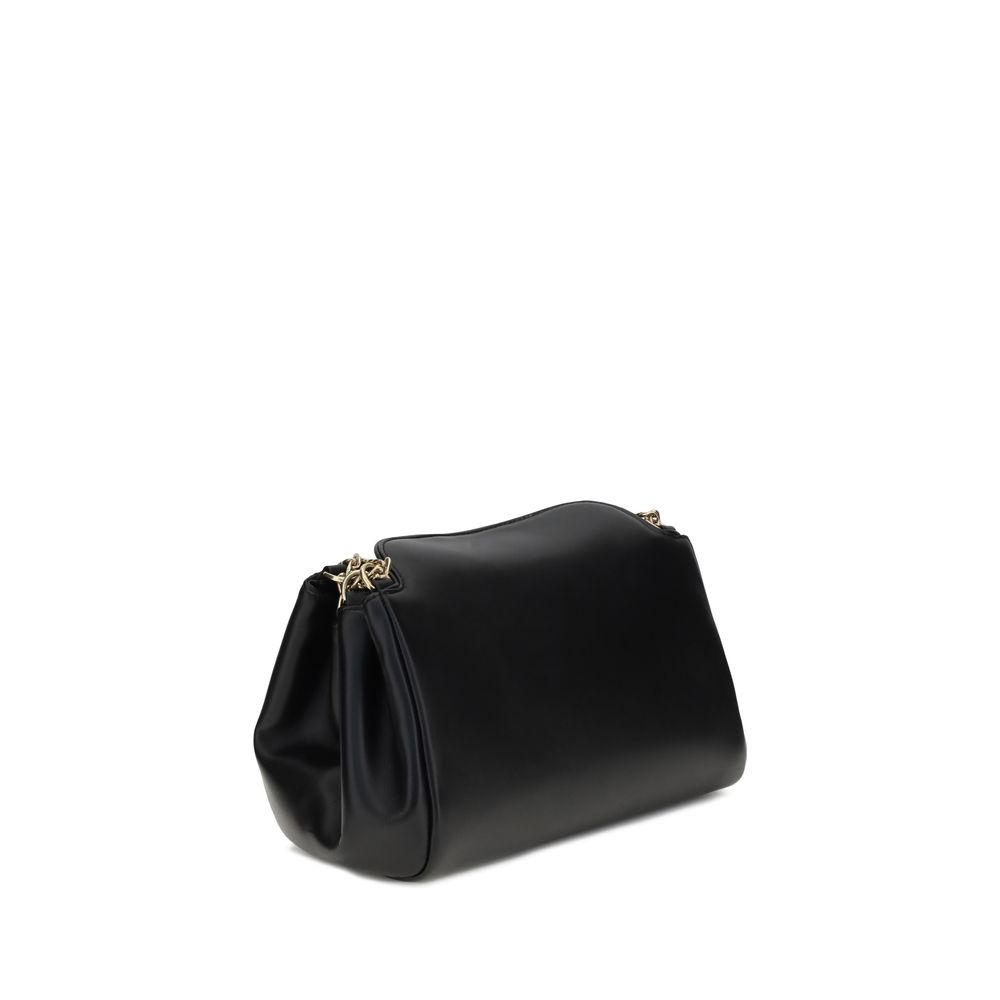 Prada Borsa a Spalla in Pelle di Agnello Nera (Logo Dorato) SS26