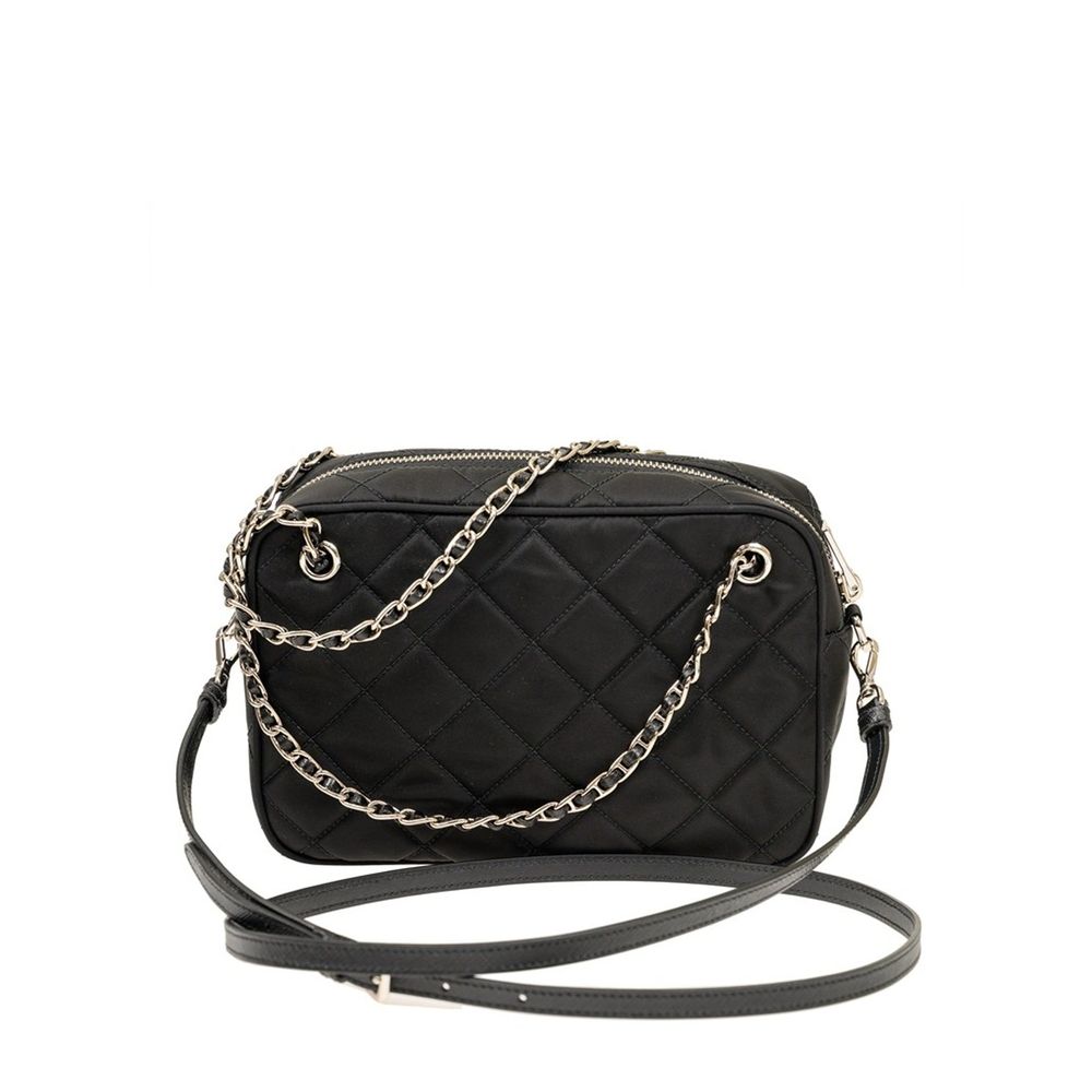Prada Borsa a Tracolla Nera in Nylon Logo Triangolo