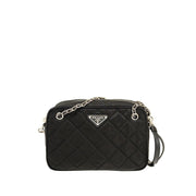 Prada Borsa a Tracolla Nera in Nylon Logo Triangolo