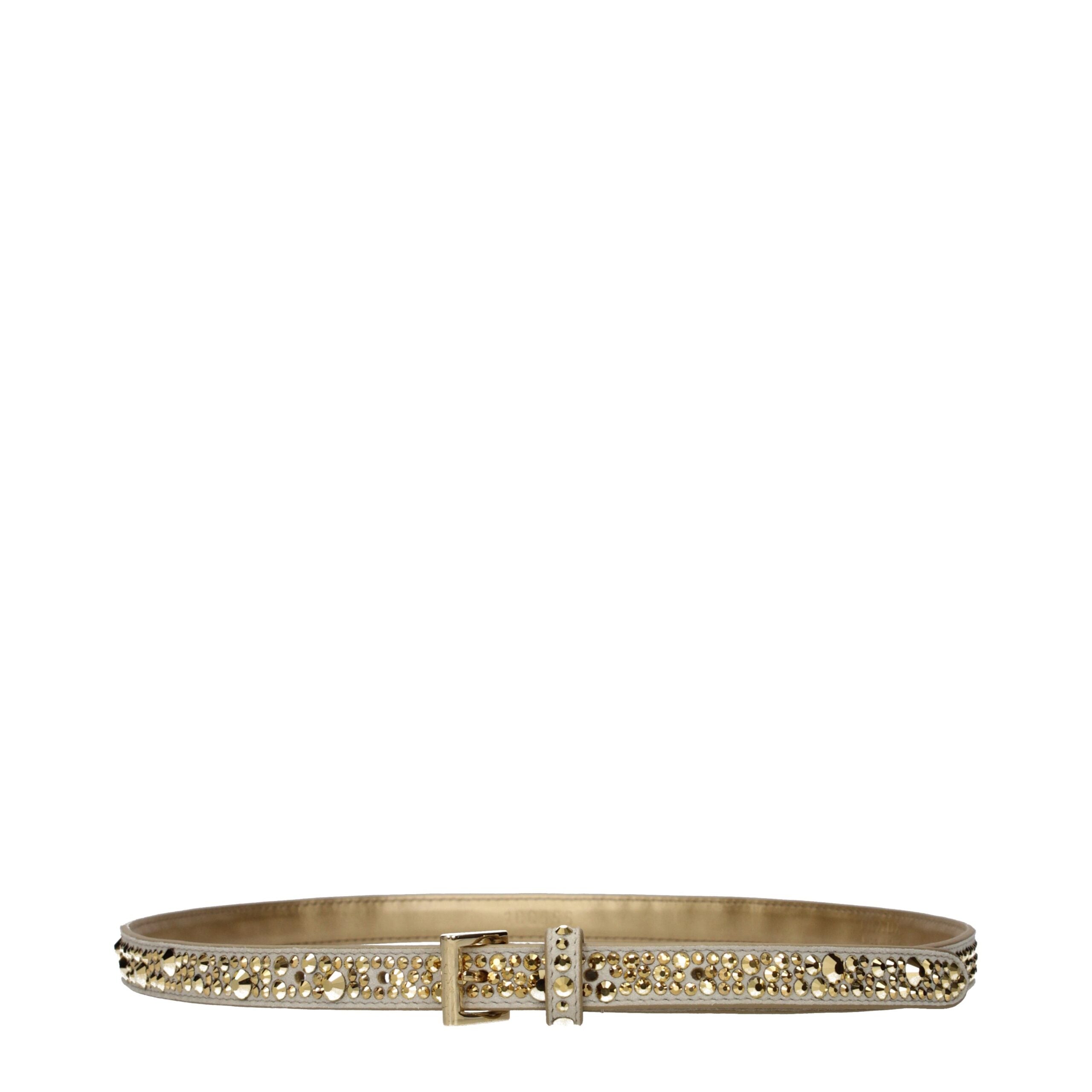 Prada Cintura Donna in Suede Oro con Strass