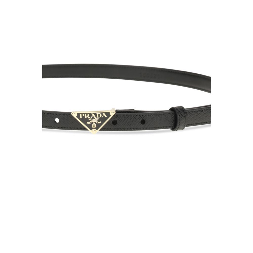 Prada Cintura Saffiano in Pelle Nera Logo Triangolo AW25