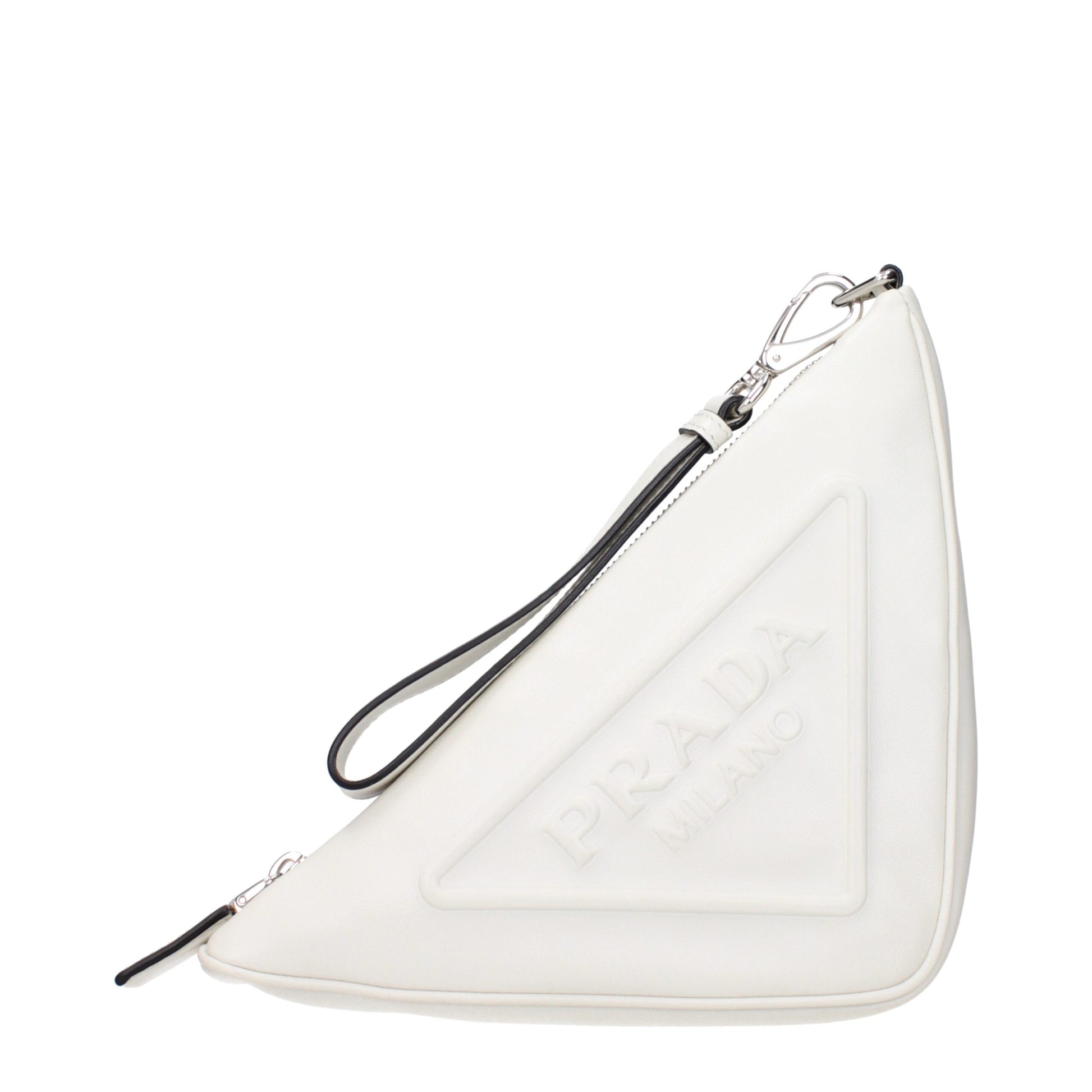 Prada Clutch/Pochette in Pelle Bianca (Effetto Consumato)