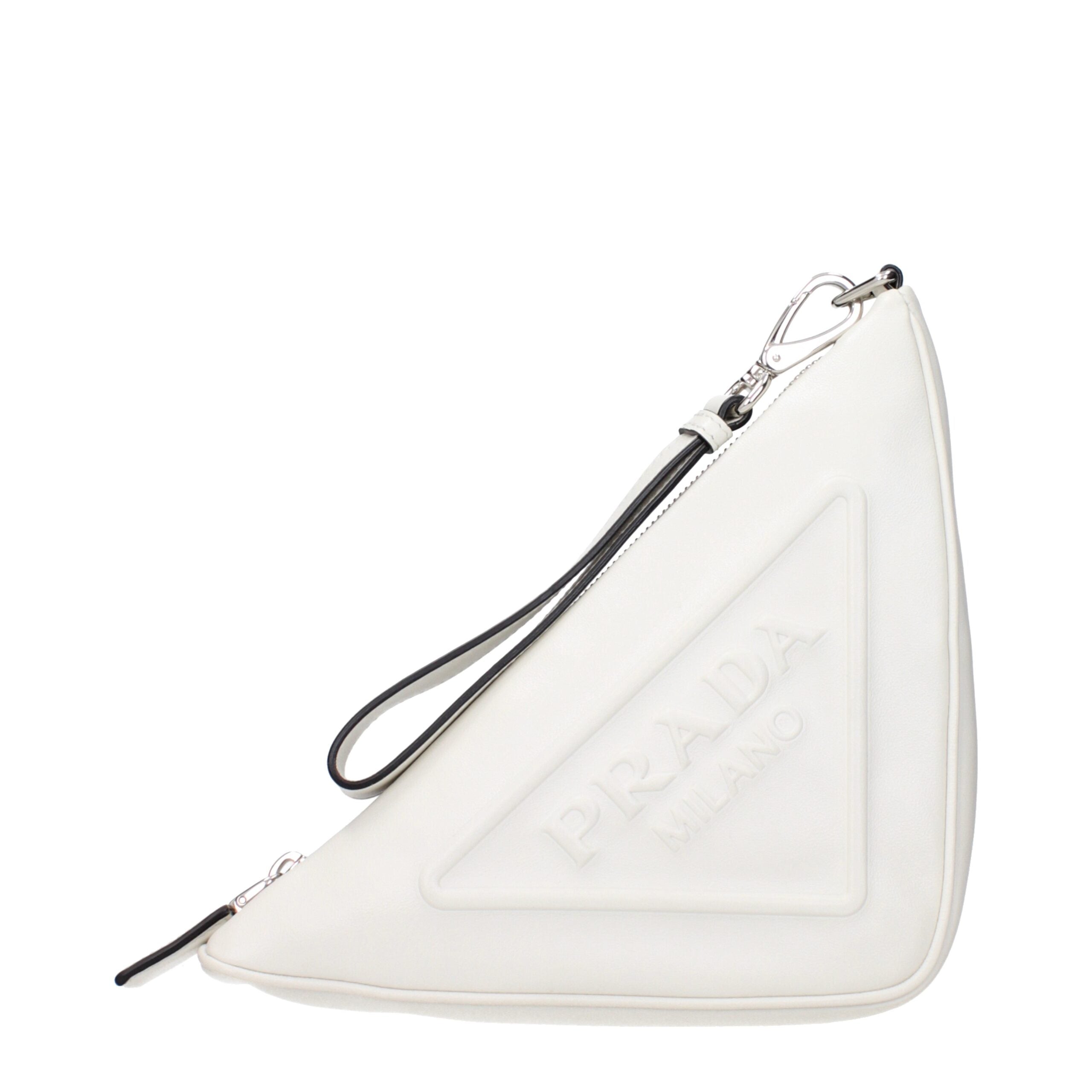 Prada Clutch/Pochette in Pelle Bianca (Effetto Consumato)