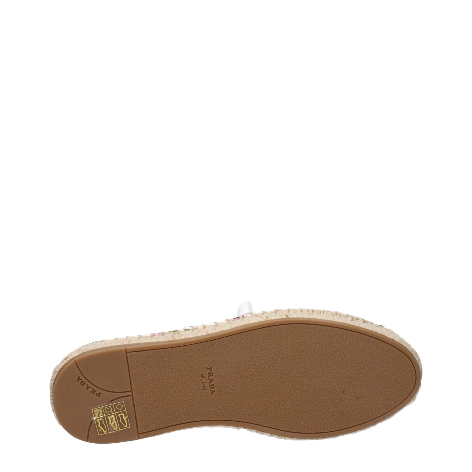 Prada Espadrillas Bianche in Tessuto con Logo Frontale