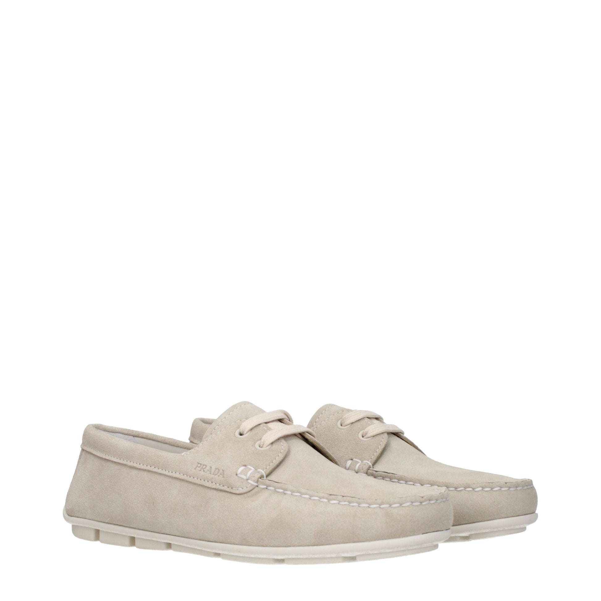 Prada Loafer Grigio in Camoscio Slip-On con Logo