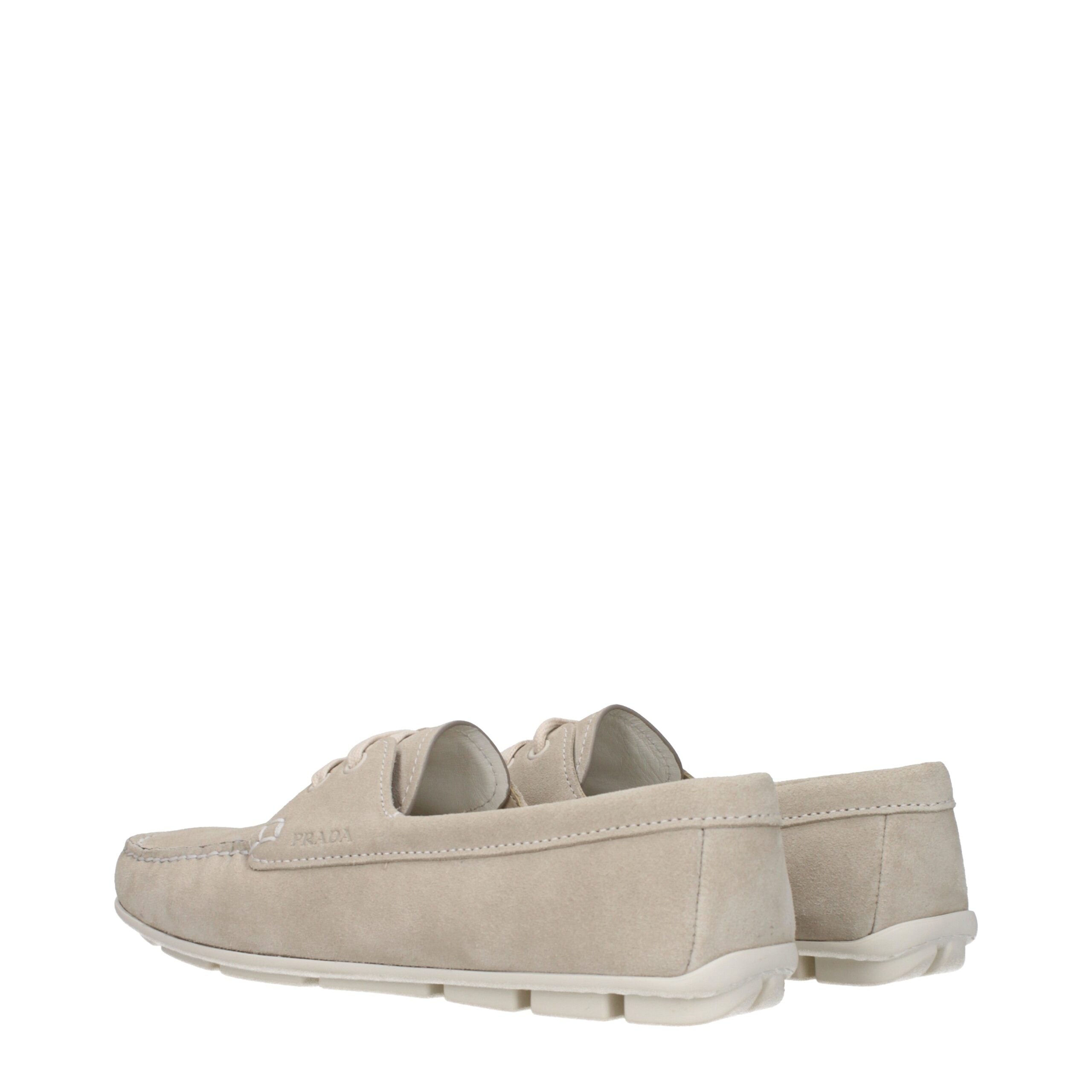 Prada Loafer Grigio in Camoscio Slip-On con Logo