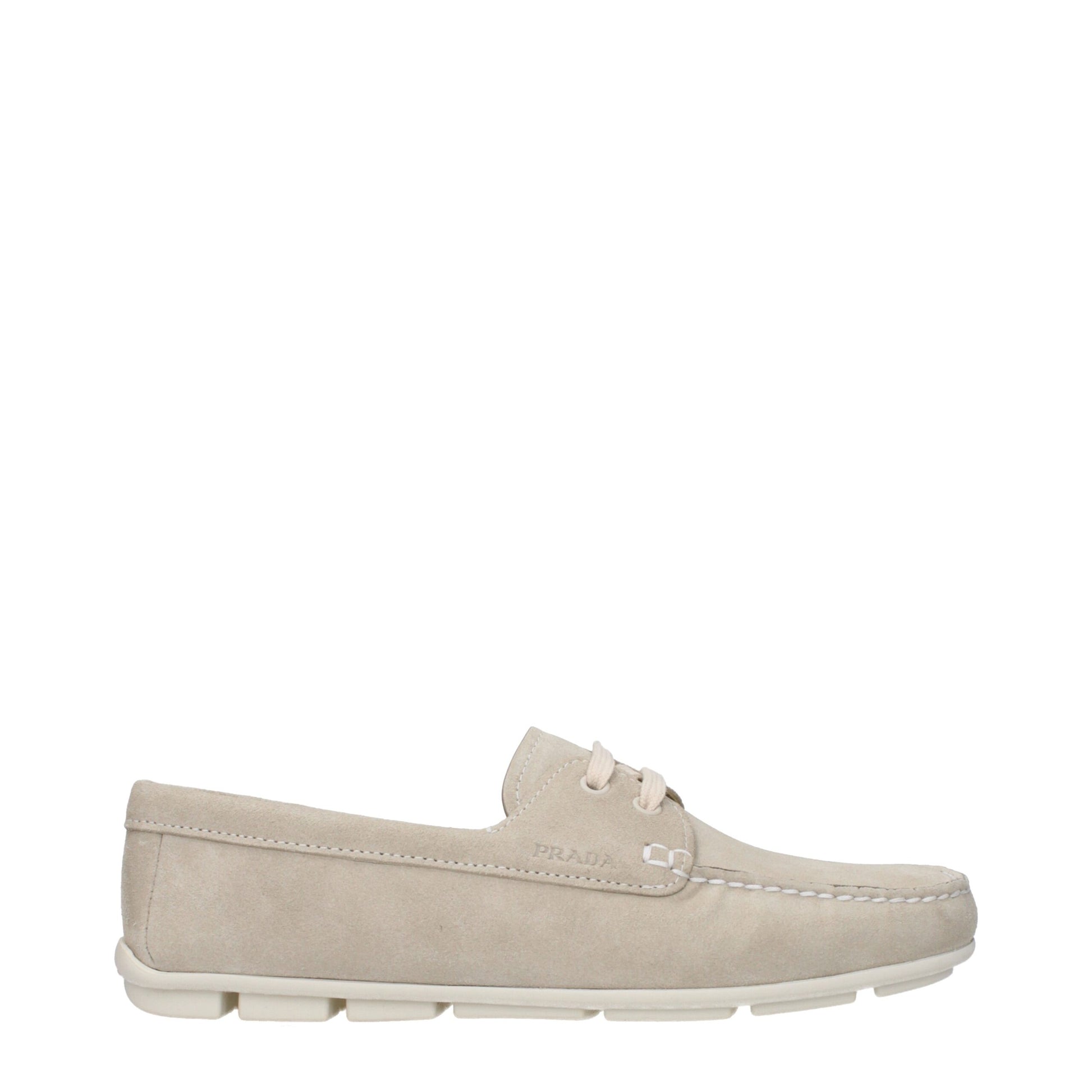 Prada Loafer Grigio in Camoscio Slip-On con Logo