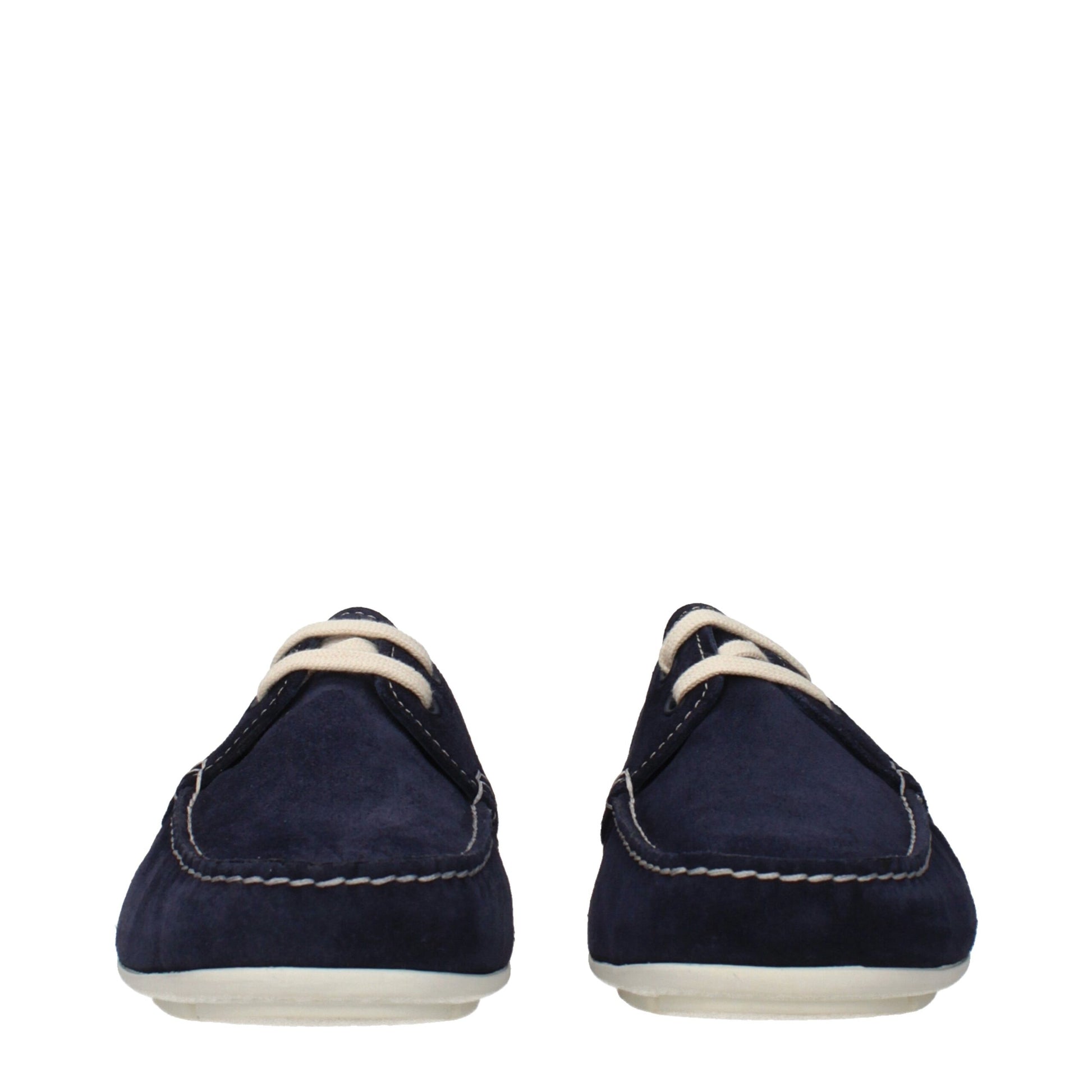 Prada Loafers Uomo in Suede Blu con Logo Laterale