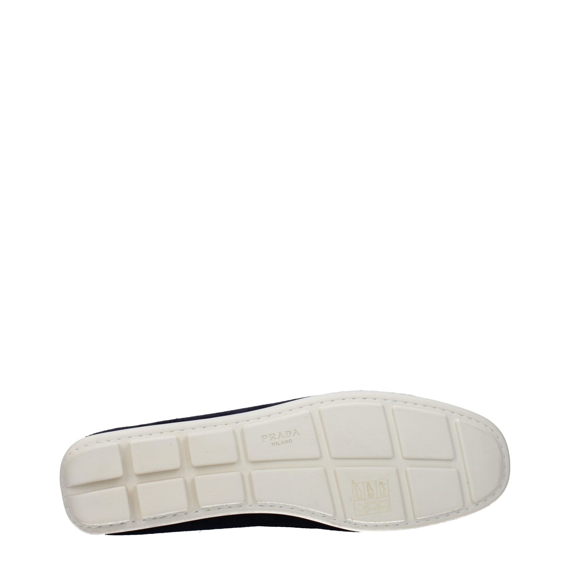 Prada Loafers Uomo in Suede Blu con Logo Laterale