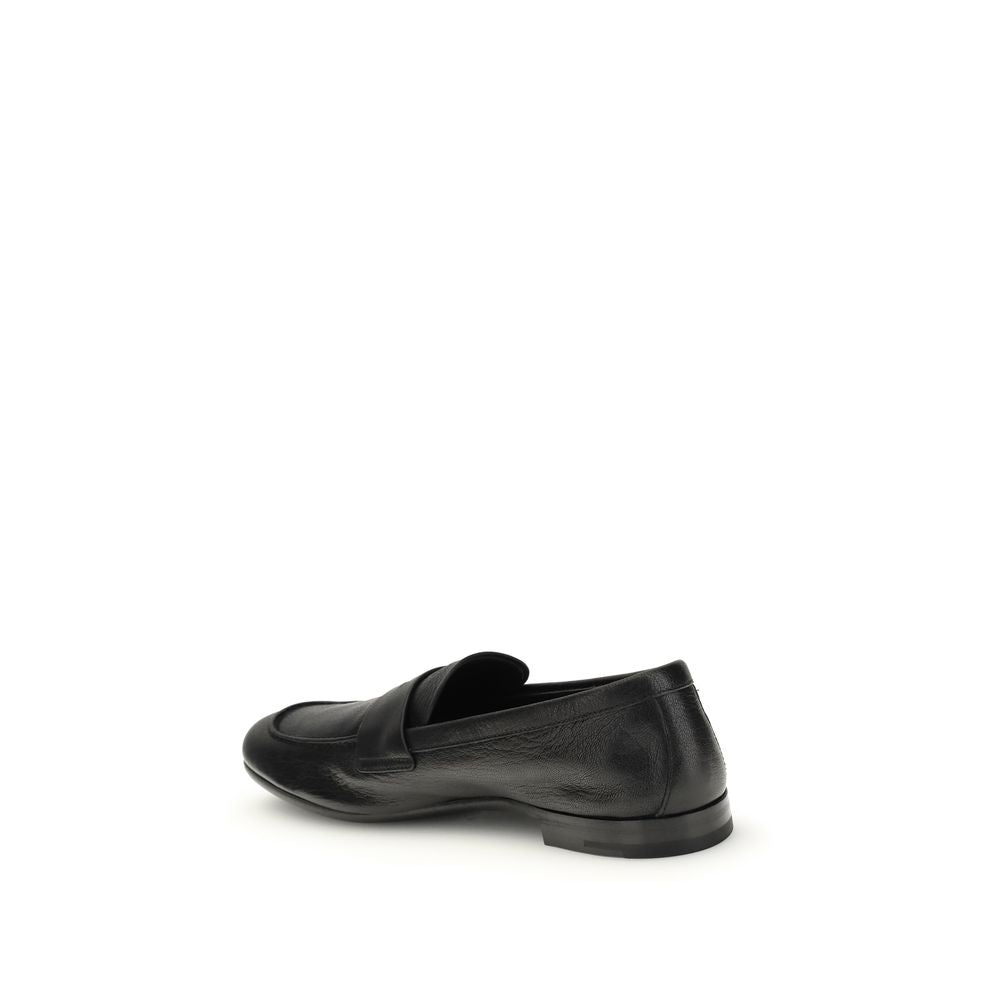 Prada Mocassini Uomo in Pelle di Vitello Nera Suola in Gomma