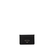 Prada Porta Carte in Nylon Nero Logo Triangolo Smaltato
