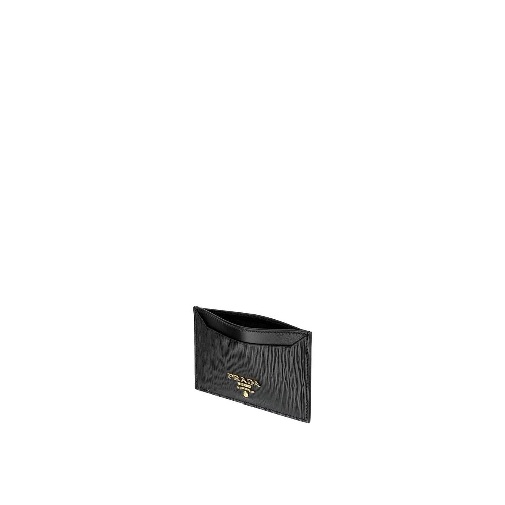Prada Porta Carte in Pelle di Vitello Nera (Logo Lettering)