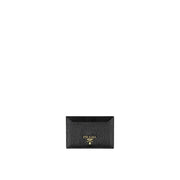 Prada Porta Carte in Pelle di Vitello Nera (Logo Lettering)