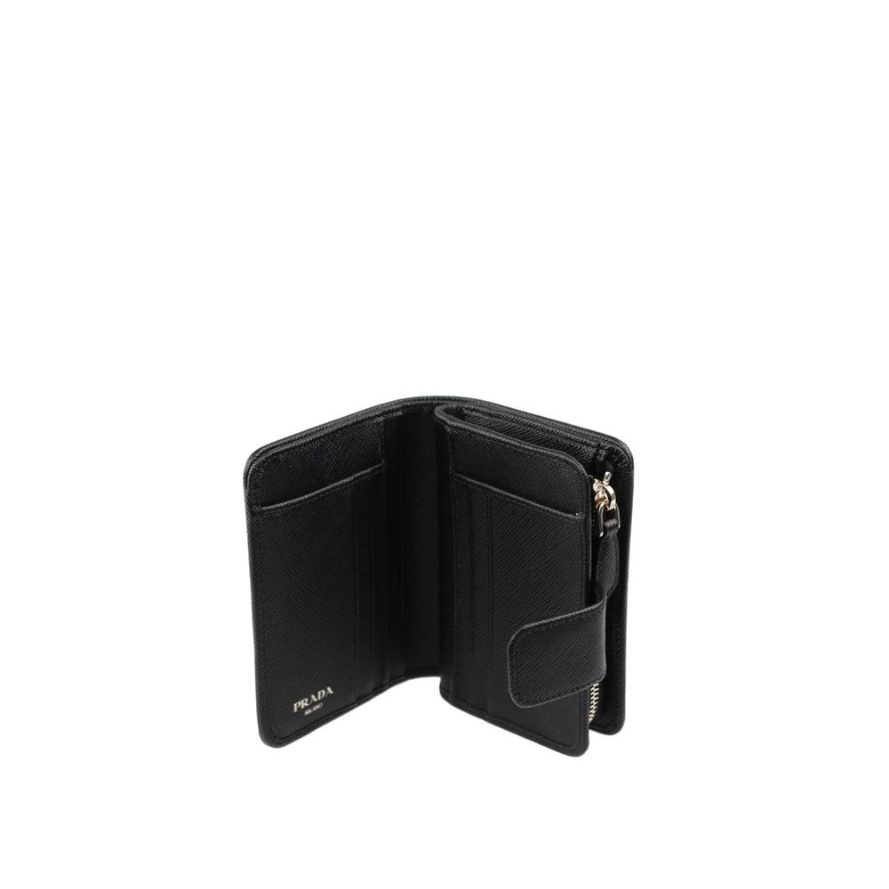 Prada Portafoglio Donna in Nylon Nero con Portamonete