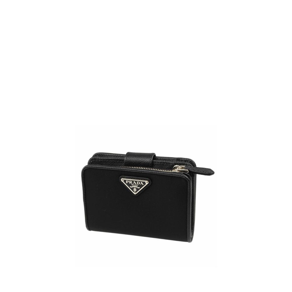 Prada Portafoglio Donna in Nylon Nero con Portamonete