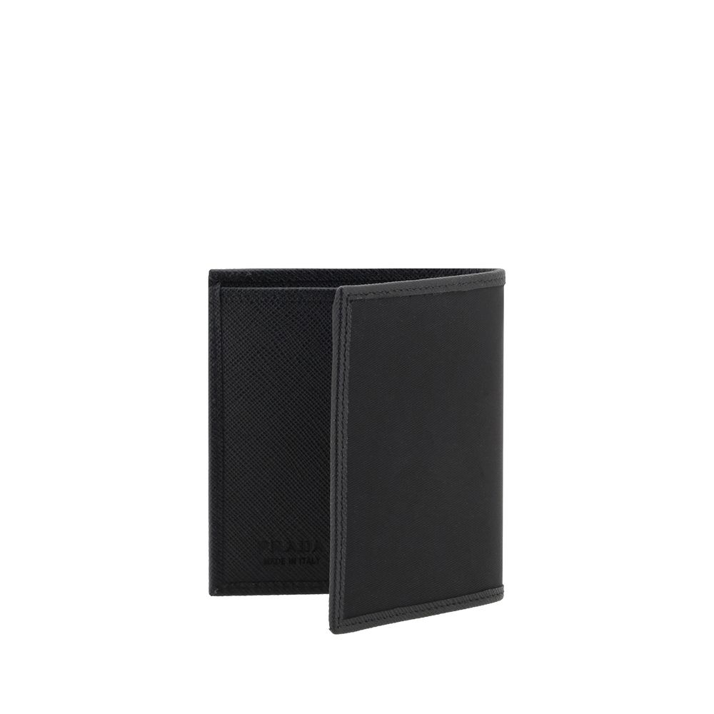 Prada Men's Bifold Wallet in Black Re-Nylon with Triangle Logo