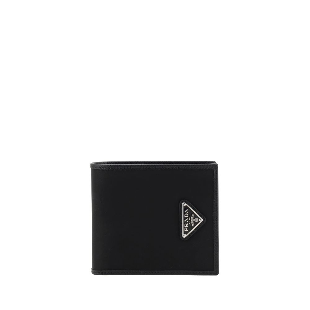 Prada Portafoglio Uomo Bifold in Re-Nylon Nero Logo Triangolo SS26