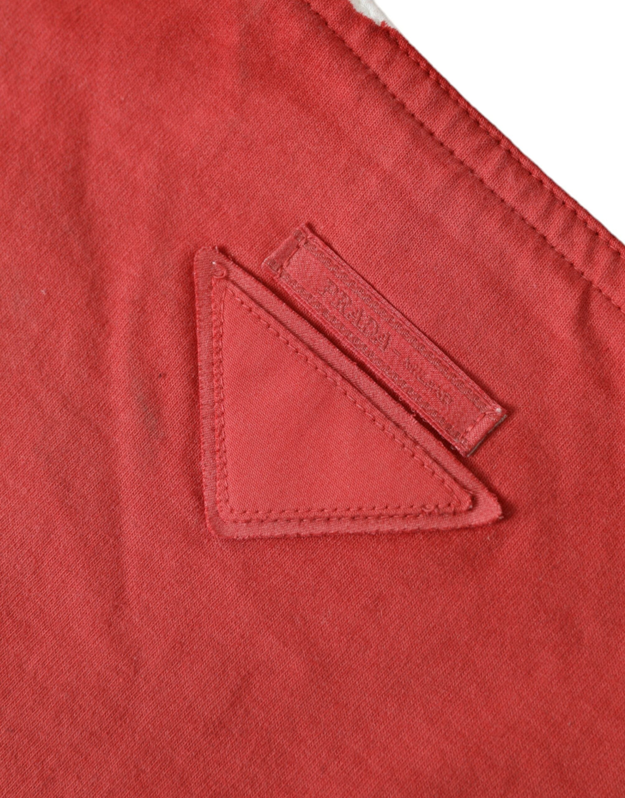 Prada Shopping Tote Rossa in Tessuto Jersey con Logo