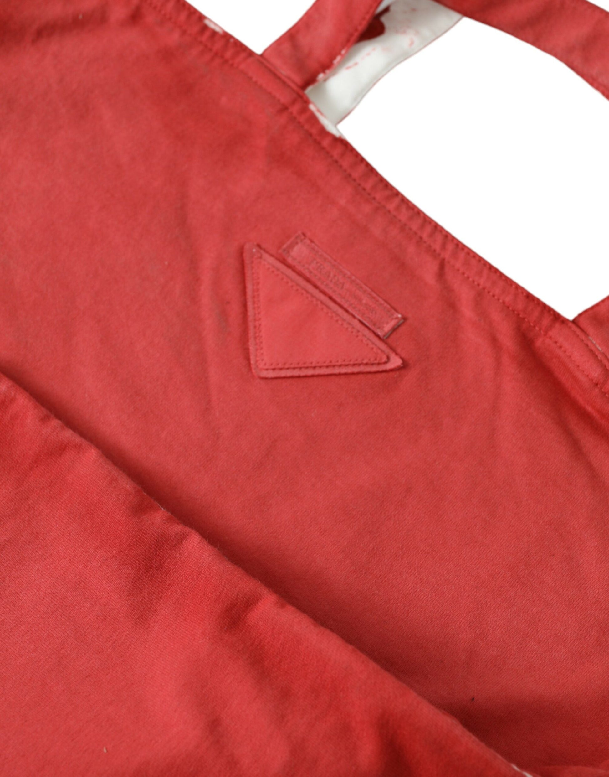 Prada Shopping Tote Rossa in Tessuto Jersey con Logo