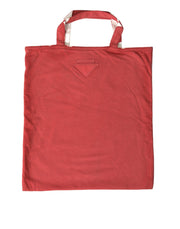 Prada Shopping Tote Rossa in Tessuto Jersey con Logo