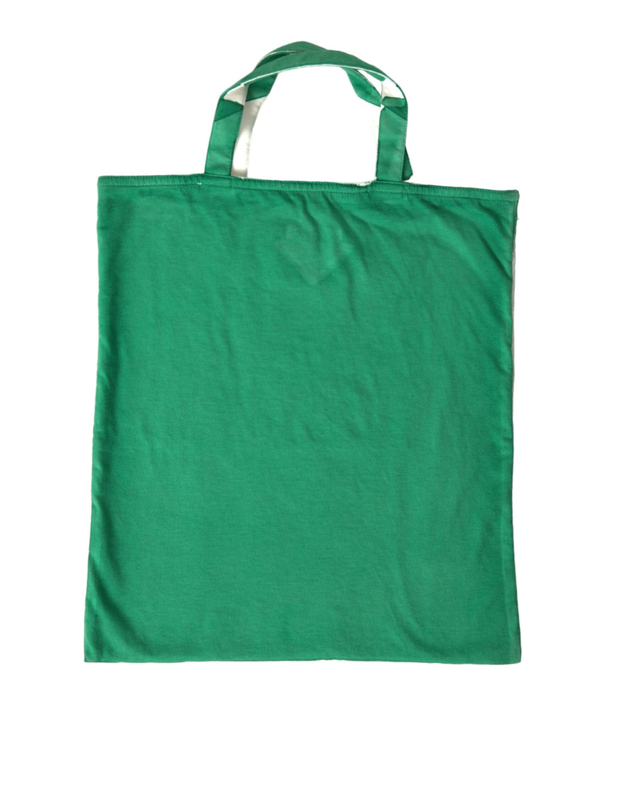 Prada Shopping Tote Verde in Tessuto Jersey con Logo