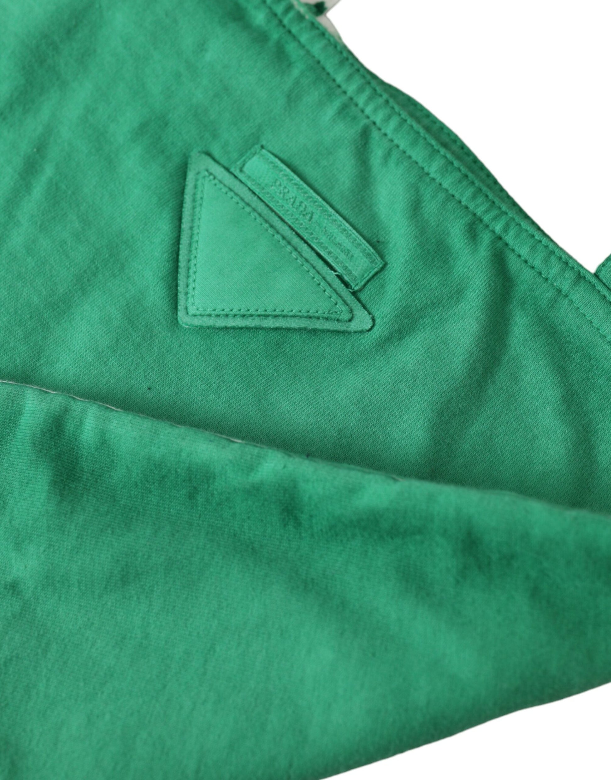 Prada Shopping Tote Verde in Tessuto Jersey con Logo