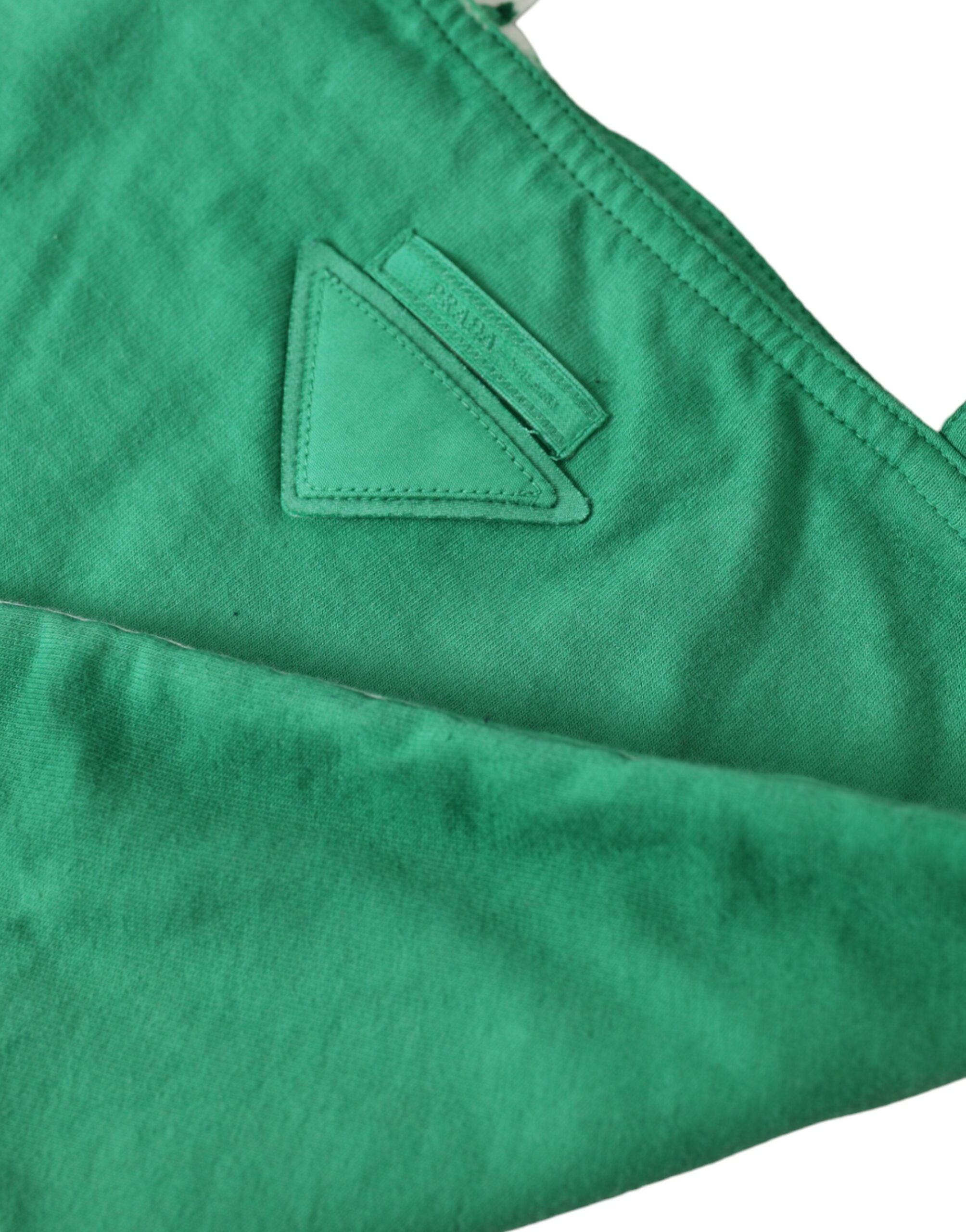 Prada Shopping Tote Verde in Tessuto Jersey con Logo