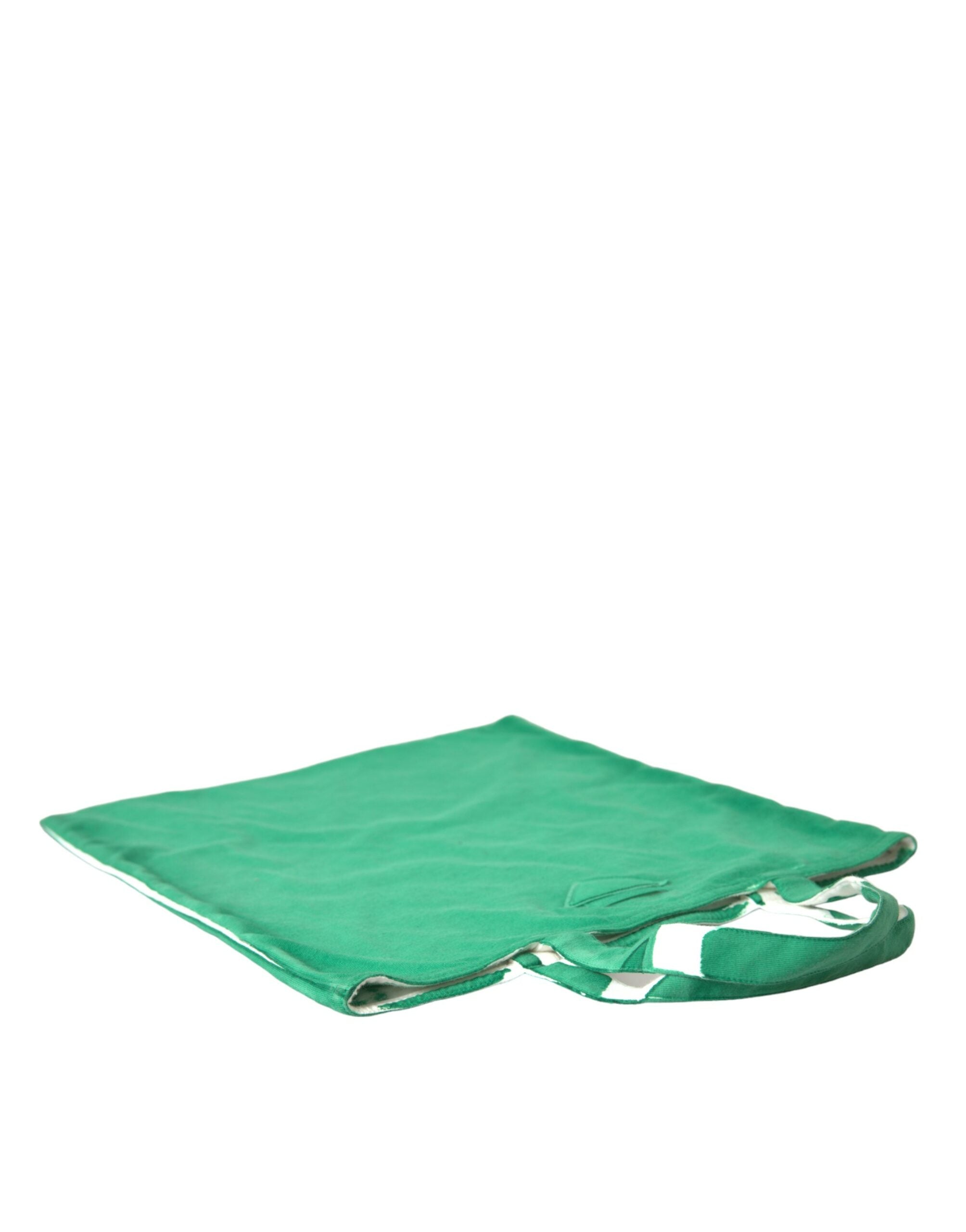 Prada Shopping Tote Verde in Tessuto Jersey con Logo
