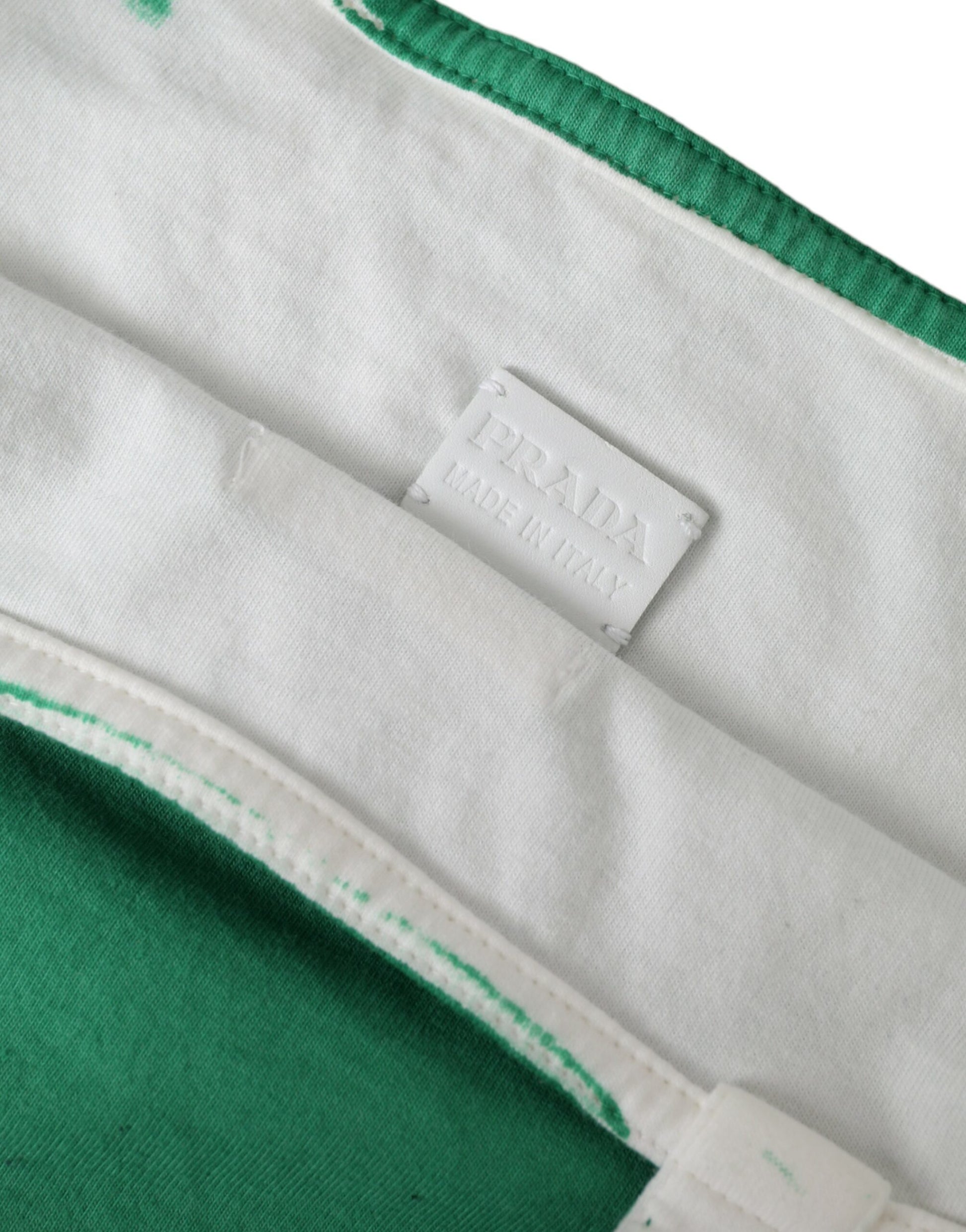 Prada Shopping Tote Verde in Tessuto Jersey con Logo