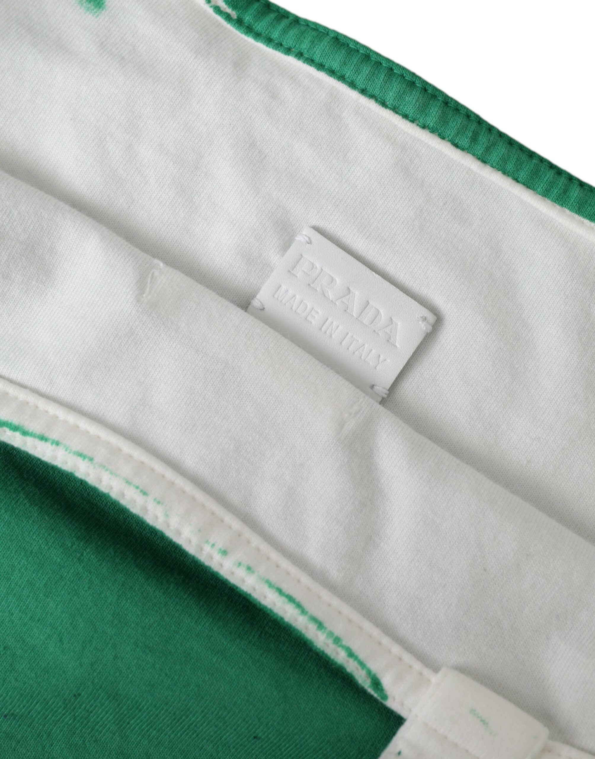 Prada Shopping Tote Verde in Tessuto Jersey con Logo
