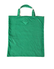 Prada Shopping Tote Verde in Tessuto Jersey con Logo