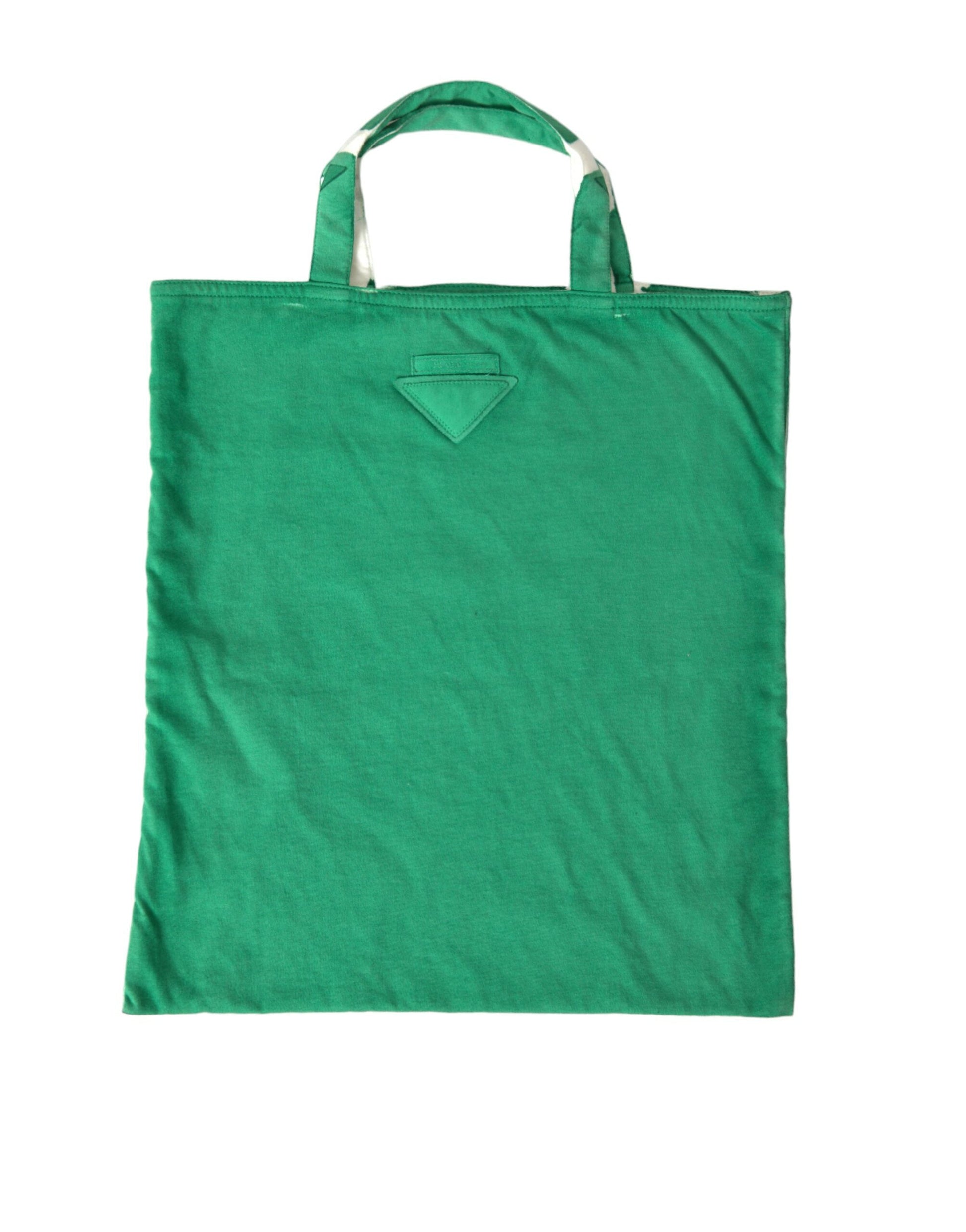 Prada Shopping Tote Verde in Tessuto Jersey con Logo