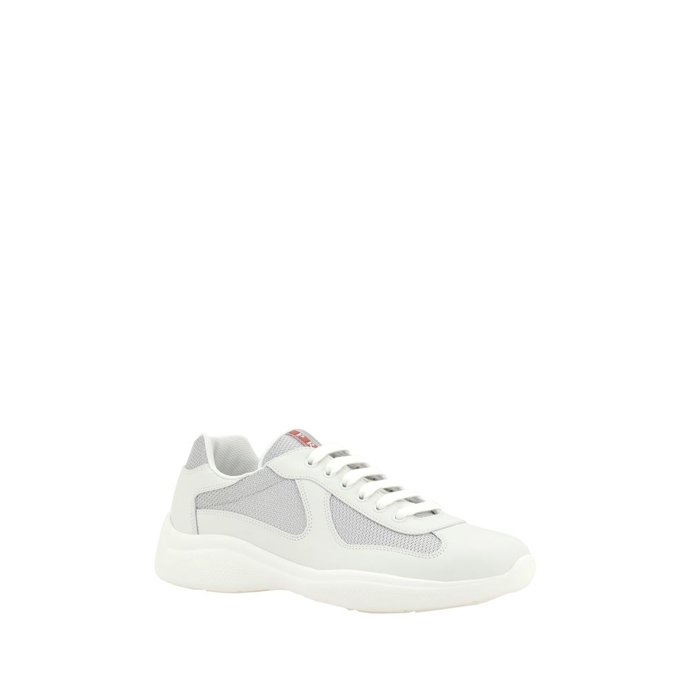 Prada Sneakers America's Cup Basse Bianche in Pelle e Poliammide