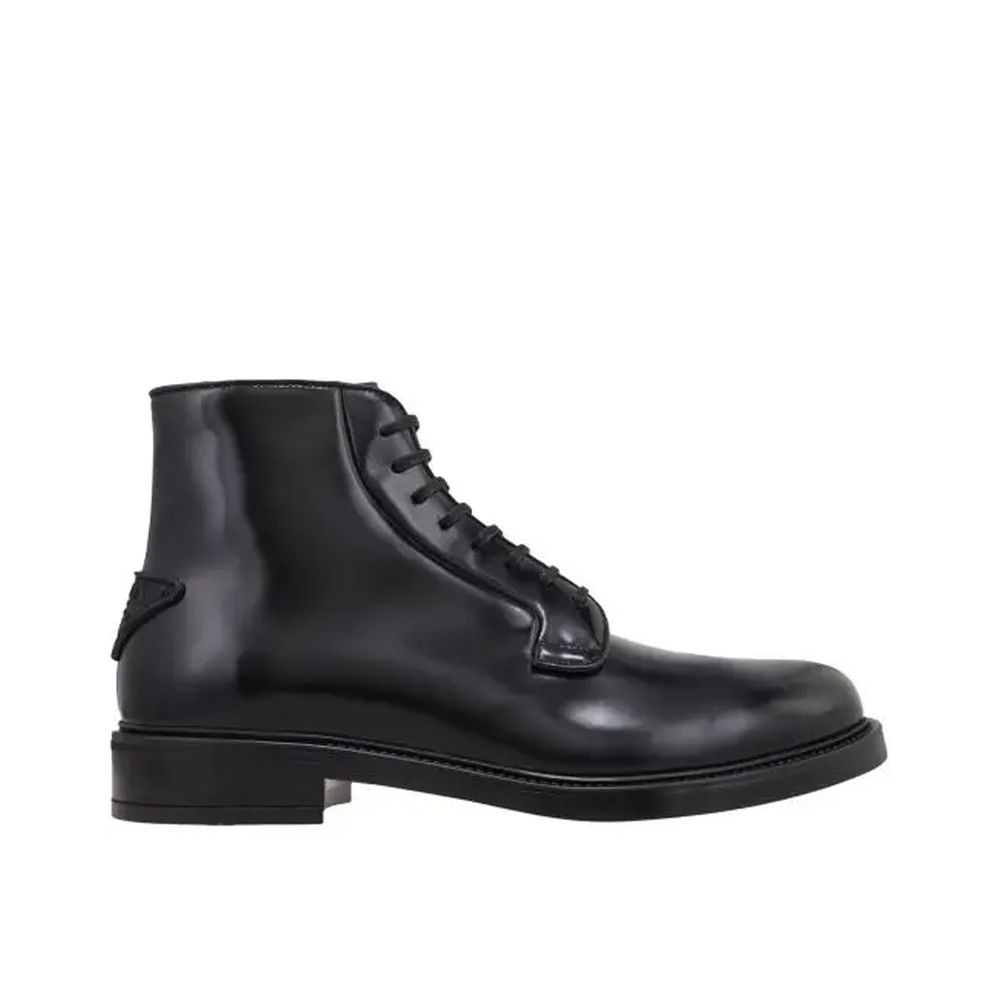 Prada Stivaletti Stringati Uomo in Pelle di Vitello Nera