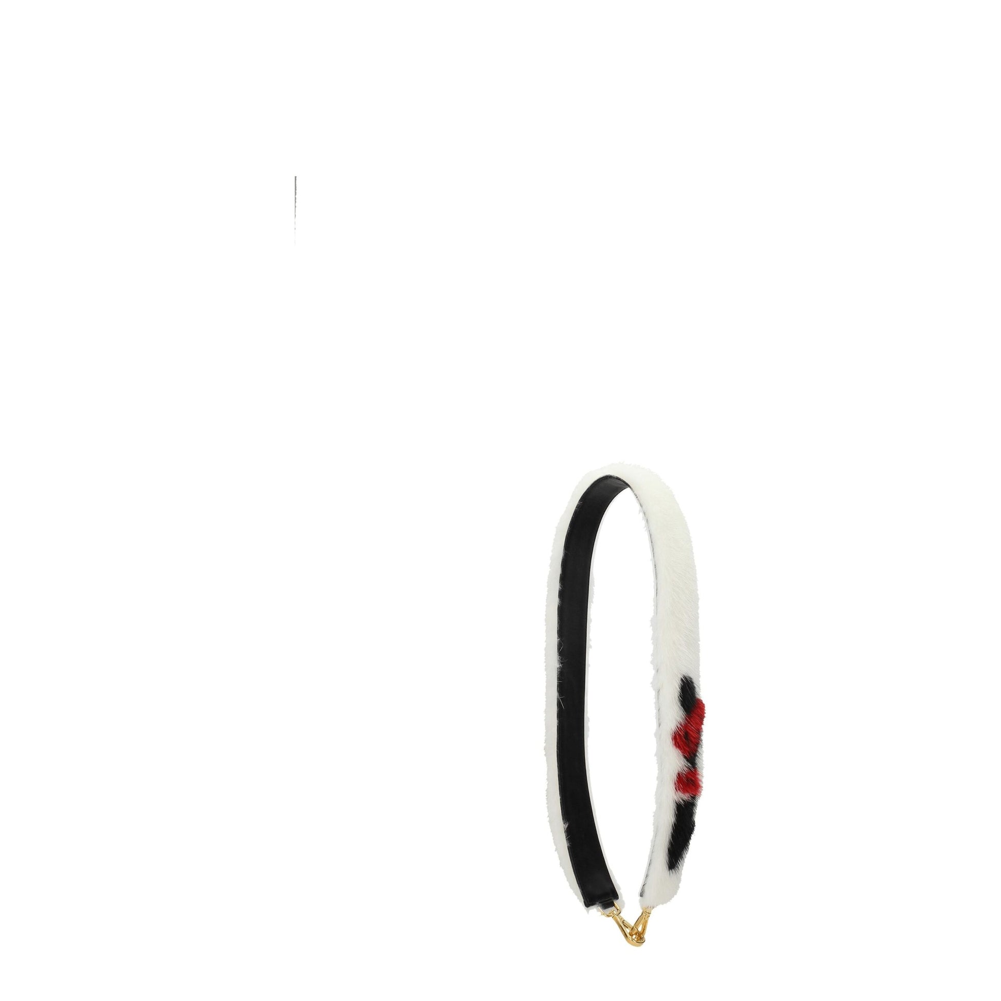 Prada Tracolla in Pelle Bianca/Nera con Intarsio (4x80 cm)