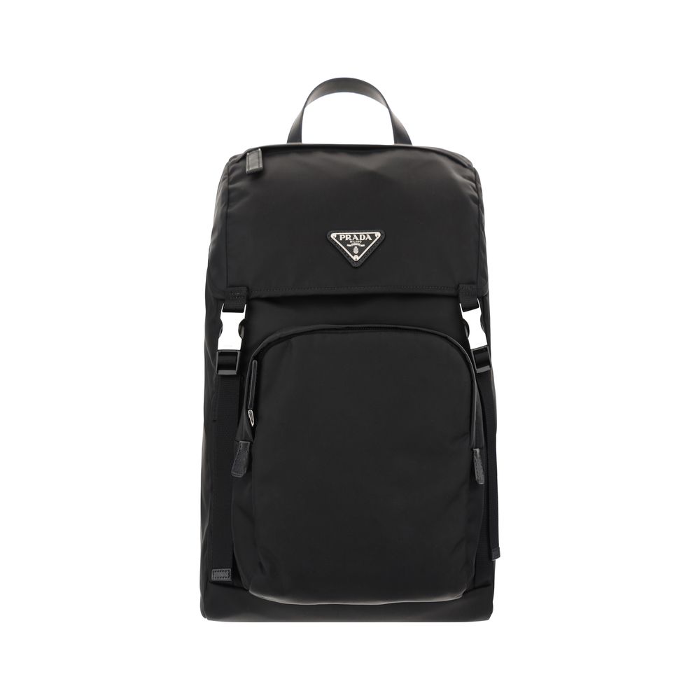 Prada Re-Nylon and Saffiano Leather Backpack 2VZ135 Black