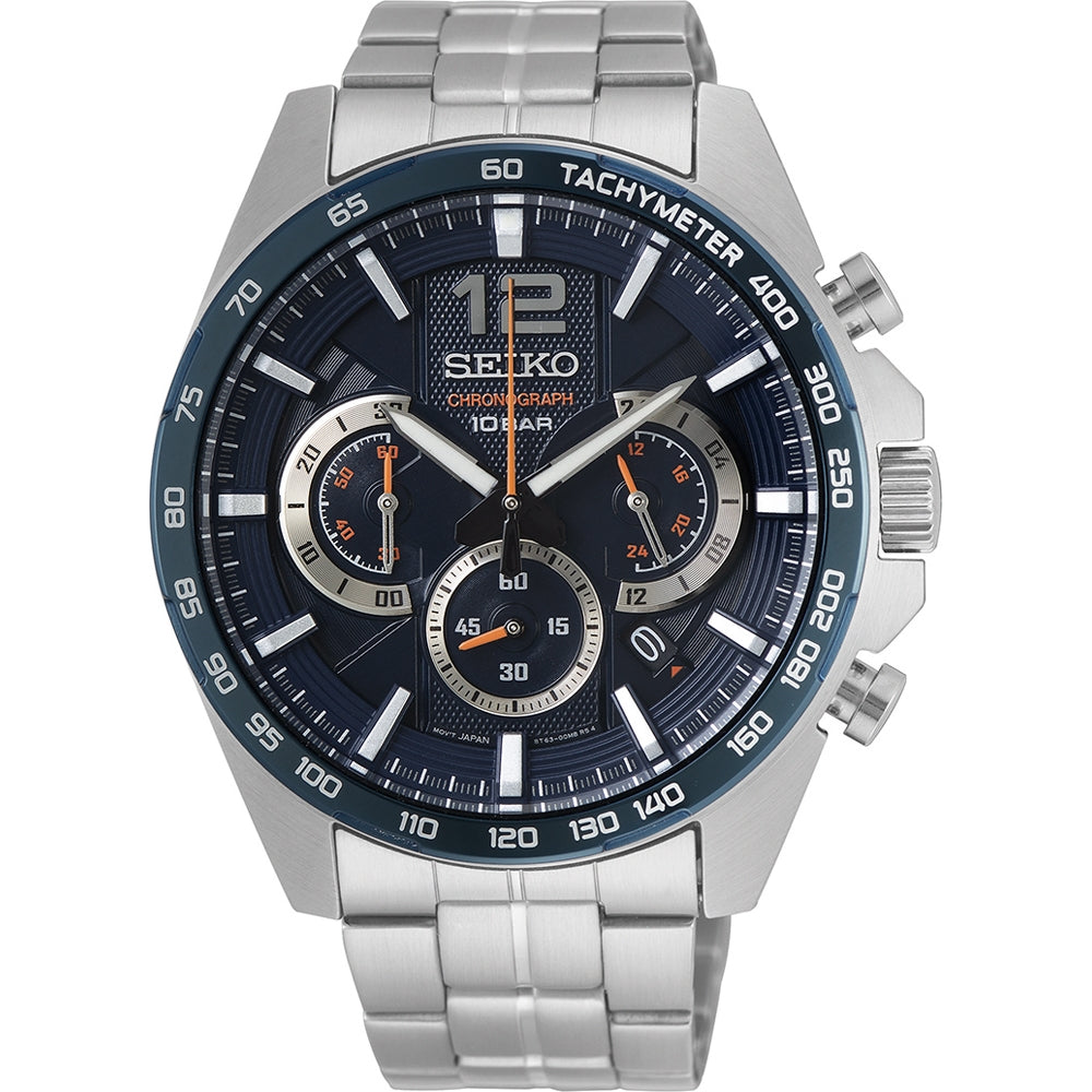 Seiko Chronograph SSB345P1 Quartz Black Sports