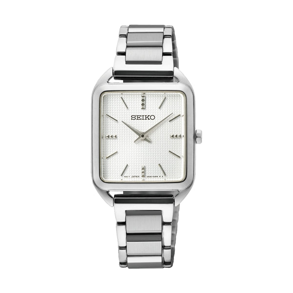 Seiko Quartz SWR073P1 Women's Steel Rectangular White