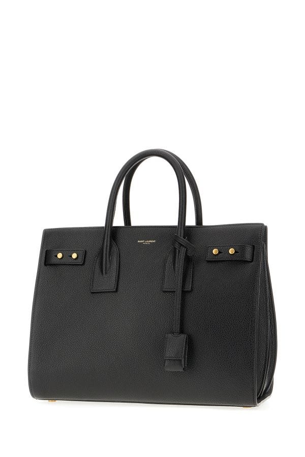 Saint Laurent Borsa a Mano Sac De Jour Nera in Pelle Vitello