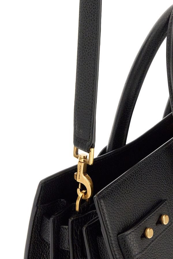 Saint Laurent Borsa a Mano Sac De Jour Nera in Pelle Vitello