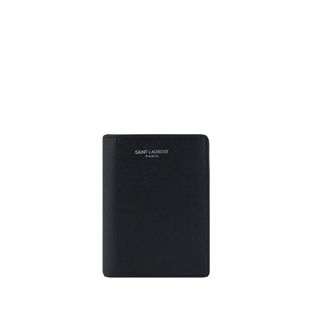 Saint Laurent Portafoglio Billfold Nero in Pelle Goffrata