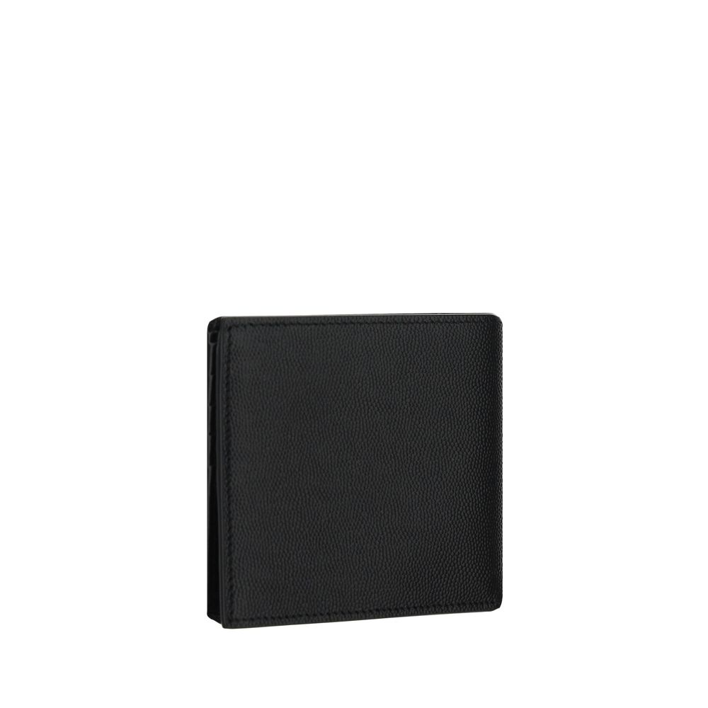Saint Laurent Portafoglio Billfold Nero in Pelle con Grana Signature